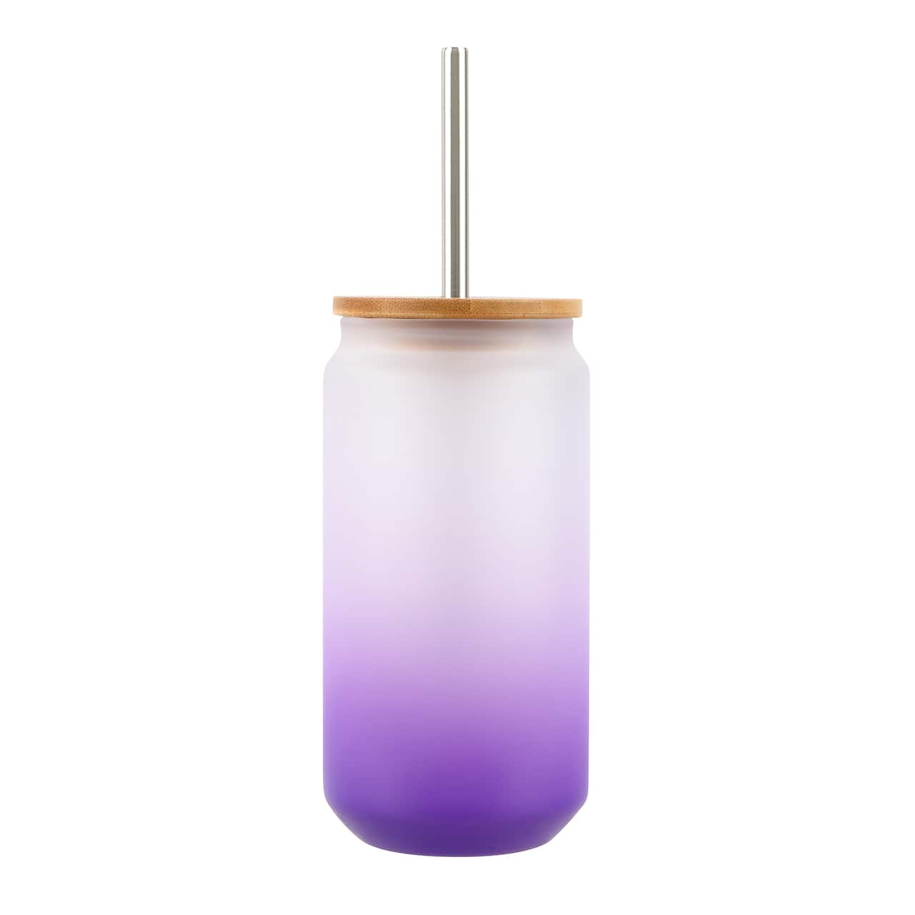 18oz. Frosted Glass Sublimation Tumbler with Bamboo Lid & Straw by Make Market®